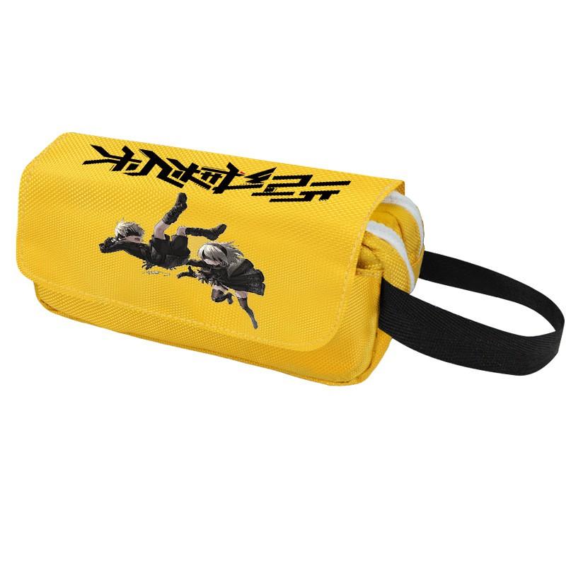 2B Anime Pencil Case Double Zipper Canvas Stationery Organizer Students School Supplies