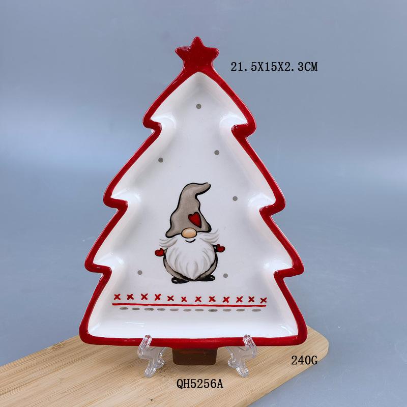 Christmas ceramic double-layer string plate three-layer snowman snack plate husband cake fruit plate dessert plate tableware set