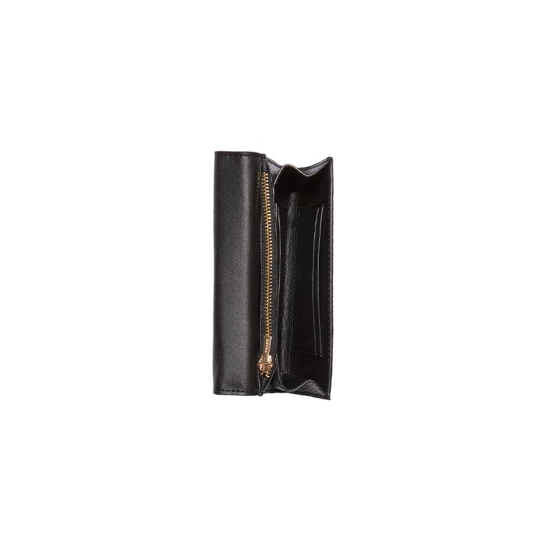 COACH Kleo Casual Travel Buckle Flap Sandwich Leather Clutch Wallet Small Women's Black