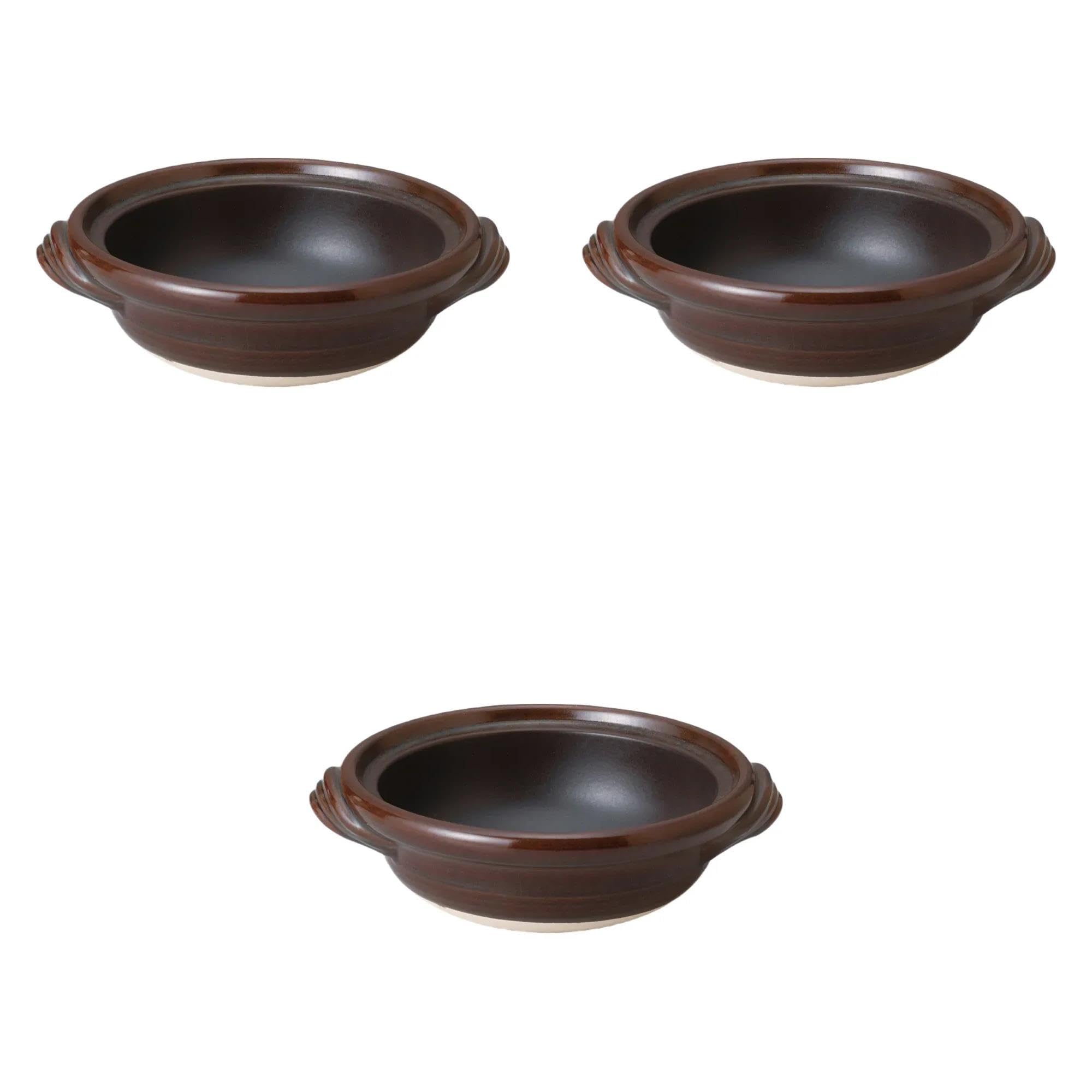

Set of 3 Ame Glazed 7 Bowls x x Banko Ware Ceramic Direct Setomonohonpo No. Heat-Resistant (with Handles) [25 22.5 7.5 cm] Plate, Fire,