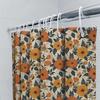 Modern Floral Shower Curtain Orange Flowers Green Leaves Decorative Bathroom Liner For Kids Bathrooms 72 X 39 (180Cm X 99Cm) [Bl