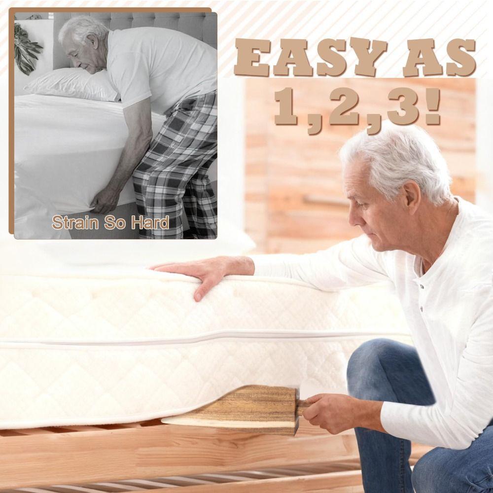 2 Pcs Set Wooden Mattress Lifter Effortless Lifting Easy Tuck Bed Maker Tool Extra Long Removes Sheets Mattress Elevator