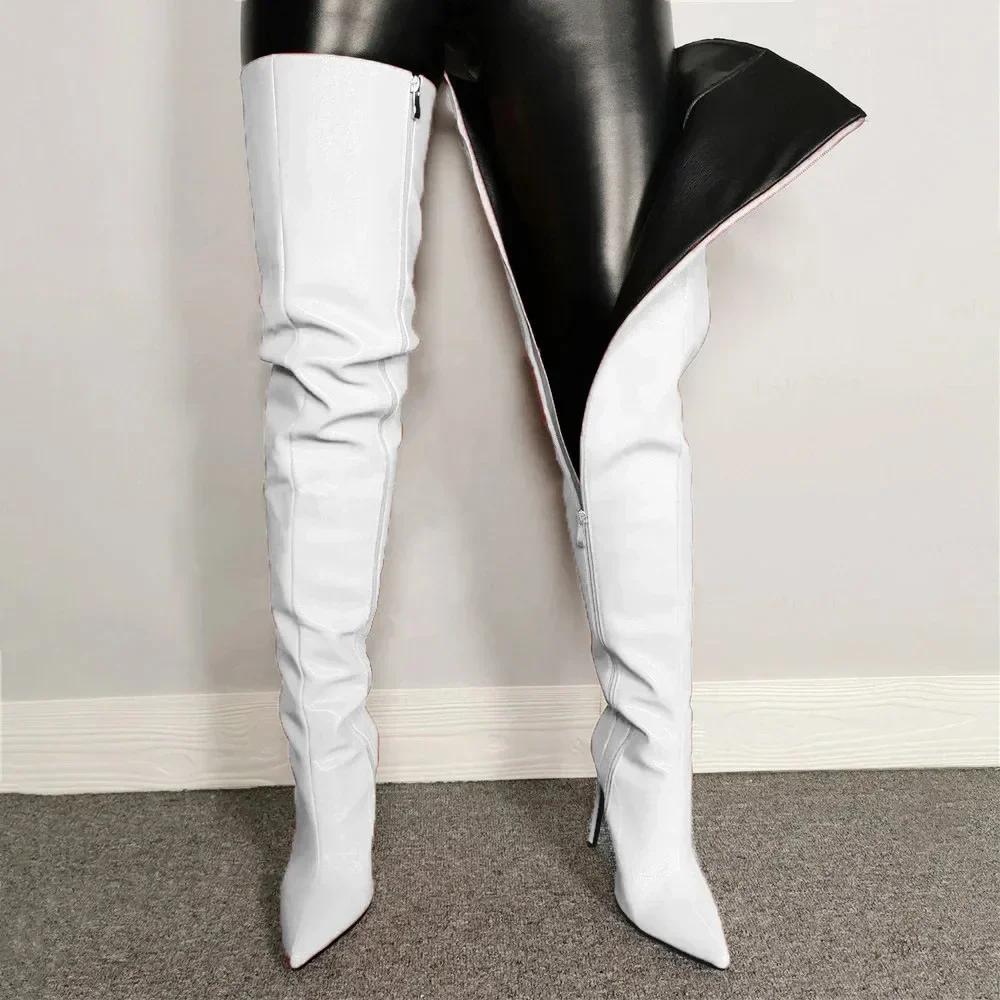 Fashion Women's Boots Over The Knee Punk Style Fashionable Boot Stiletto Autumn and Winter Women Sexy Pu Side Zipper Women Shoes