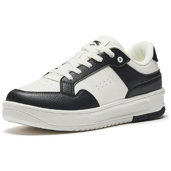 Anta Break Bamboo Color Block Versatile Non-Slip Durable Low-Top Skate Shoes Women Sneaker White Black 122518012-2