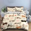 Cute Cat Pattern Decorative Set Bedding Set With 1 Duvet Cover 2 Pillowcases Single Double King Queen, Gift