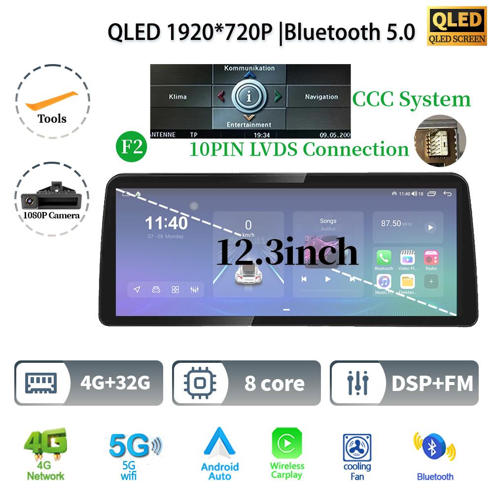 12.3" For BMW 3-5 Series E60 E61 E62 M6 E90 E91 E92 Android 14 Car Radio Multimedia GPS Navigation Stereo CarPlay Touch Screen
