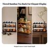 Bamboo Tea Cup Rack Tiered Teapot Display Stand Wooden Set