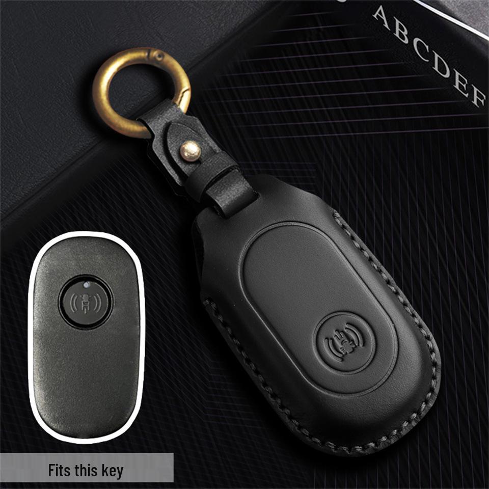 

Handmade Genuine Leather Key Cover for Sanyang SYM Motorcycle Remote Control - Retro Style чёрный