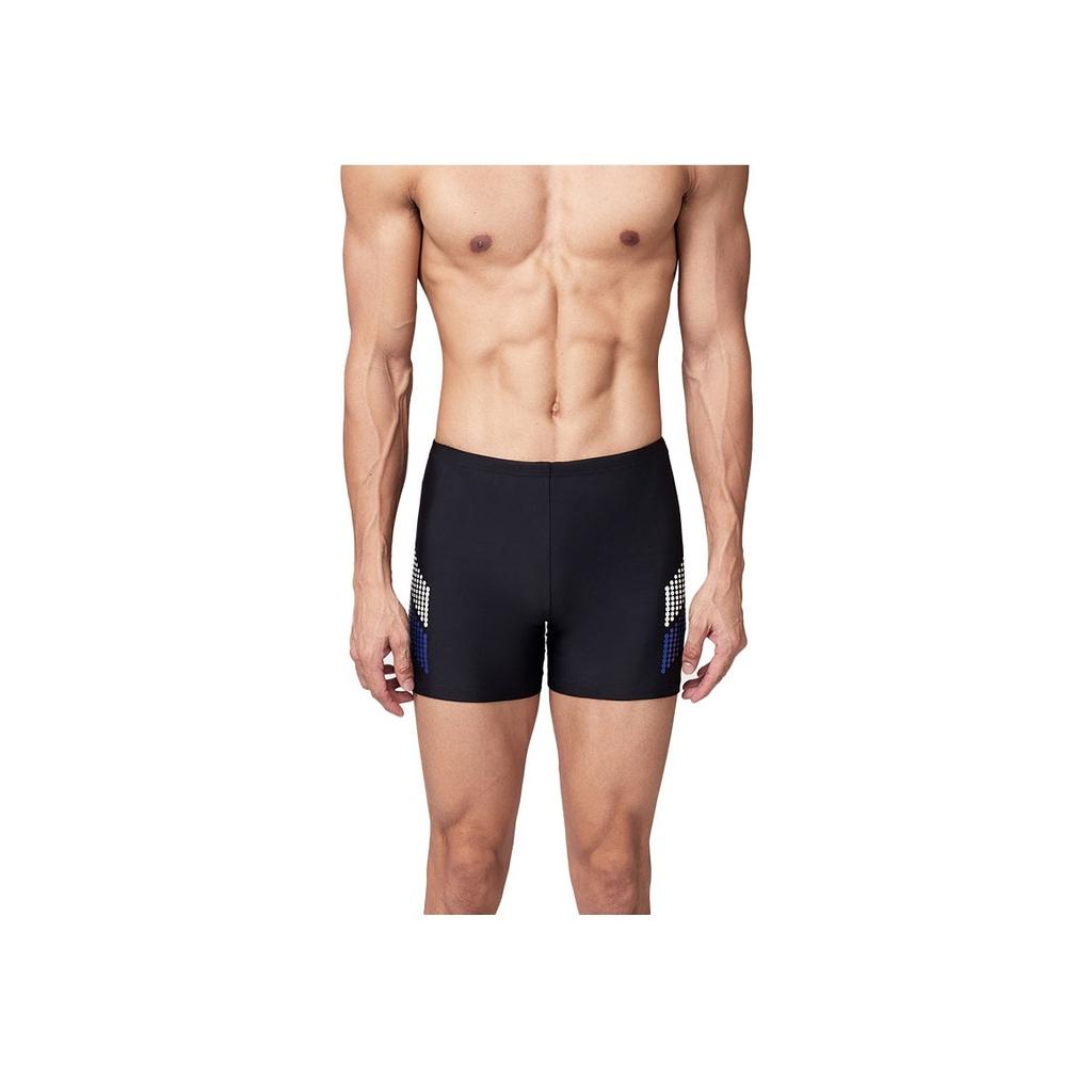 Anta Color Block Simple Slim Fit Square Leg Swim Trunks Men Swimwear Black 1824532401-40