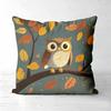 Fall Cute Owl Throw Pillow Covers Set Of 4 Pattern Cushion Cover Suitable For Sofa Bedroom Car Pillow Cover