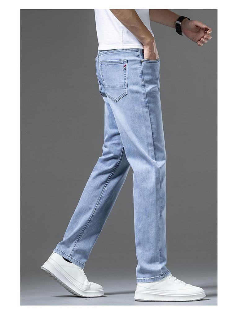 Hellblaue Loose Straight Jeans für Herren – Trendy Frühlings-/Sommermode, Freizeithose