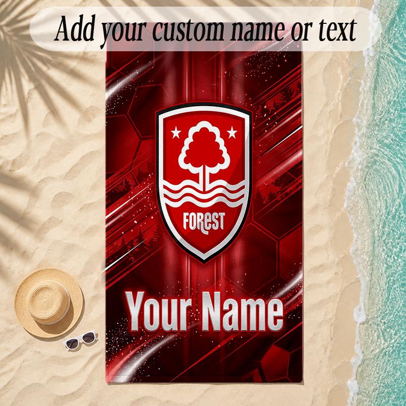 Beach TowelNottingham Forest FC Custom Name Text Personalized Soft Towel for Beach Pool Indoor Home Decor Gift