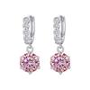 925 Sterling Silver Moissanite Six-Prong Stud Earrings, 18k White Gold, VVS1 Clarity, Super Shiny
