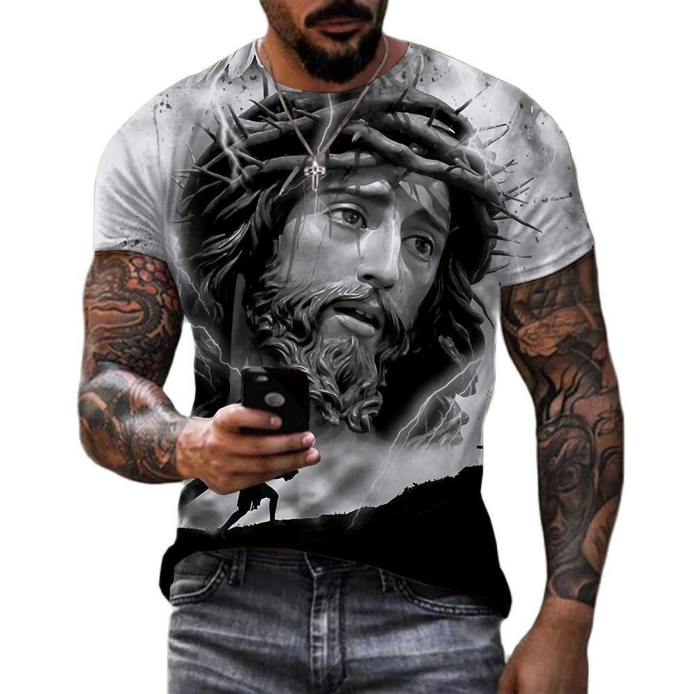 Summer 3D T-shirt Short Sleeved Men's Fashion Round Neck Short Sleeved Shirt
