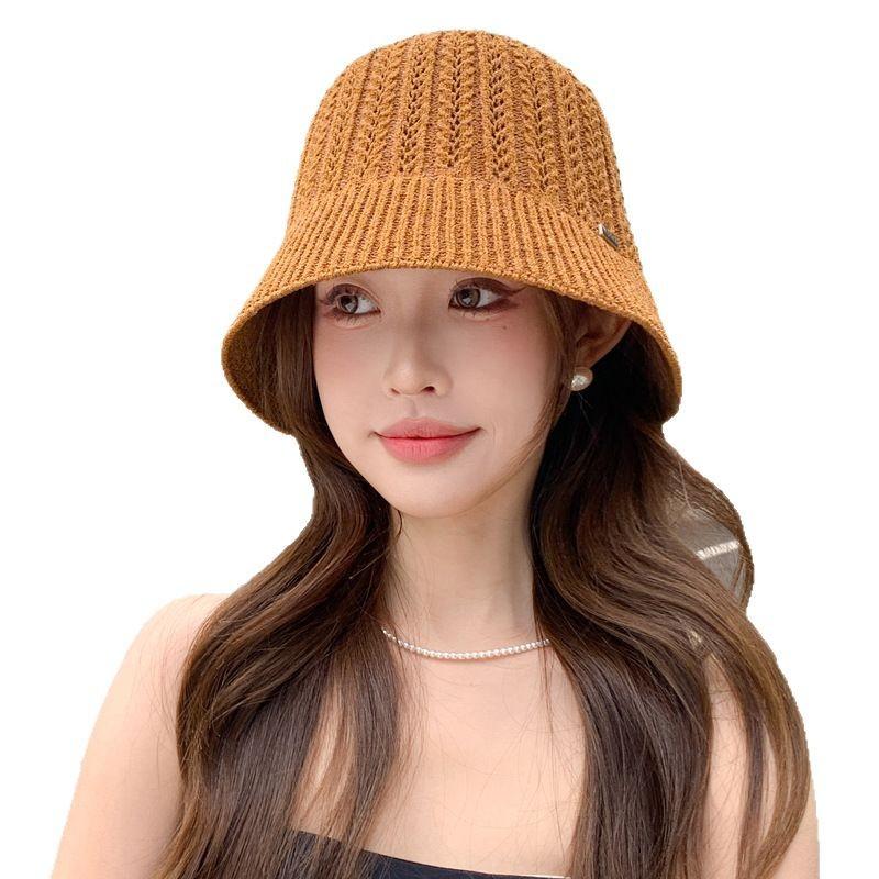 Spring hat women's summer outdoor travel sunscreen sunshade bucket hat knitted face small bucket hat