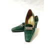 Used Yves Saint Laurent Pumps Green Suede Enamel Bijou 36 (23cm) Heel 6cm