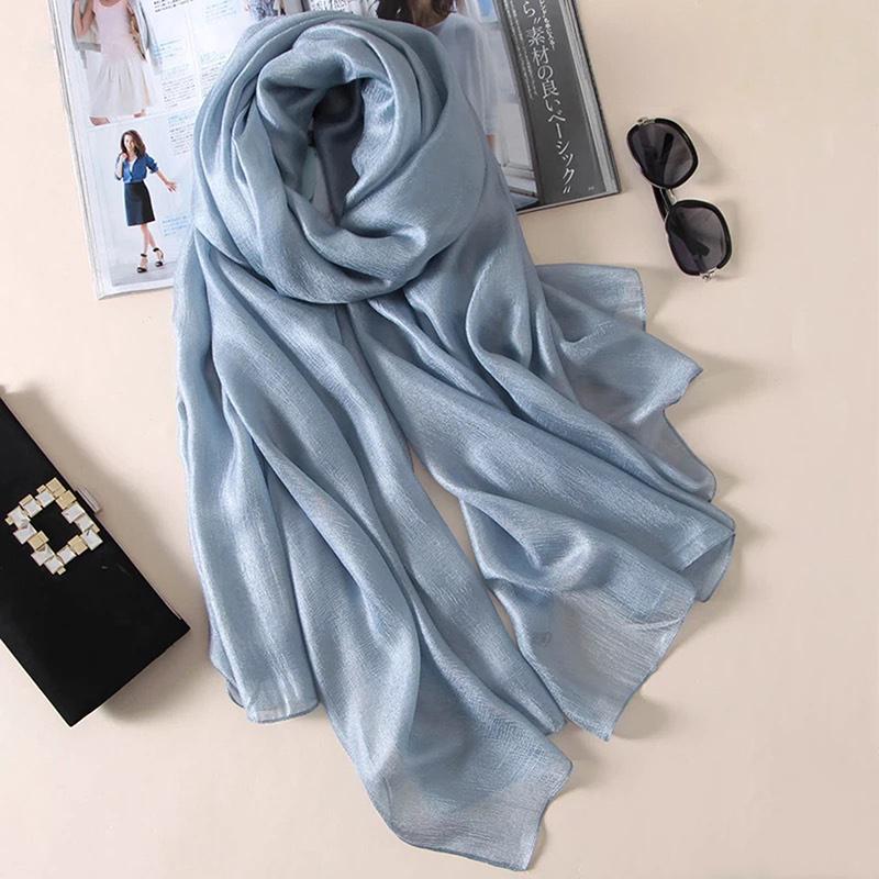 

Pure Color Linen Women Scarf Spring And Autumn Winter Pashmina Shawl Foulard Femme Plus Size Hijab Stole Scarves светло-синий