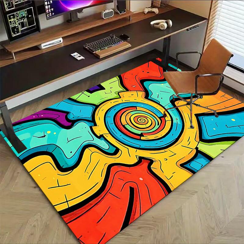 1PC Spiral Pattern Extra Large Non Slip Floor carpet, Office, family, Studio Large Area Rug Indoor Rugs, Bold Statement Piece