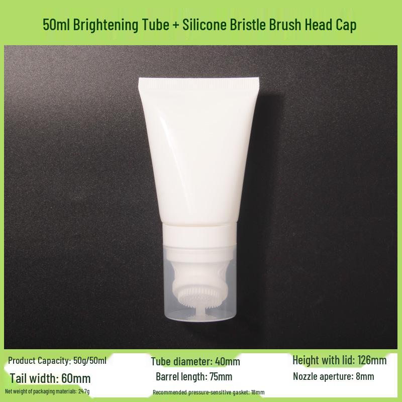 

50/80/100ml White PE Soft Tube with Silicone Brush Head for Skincare Facial Cleanser
