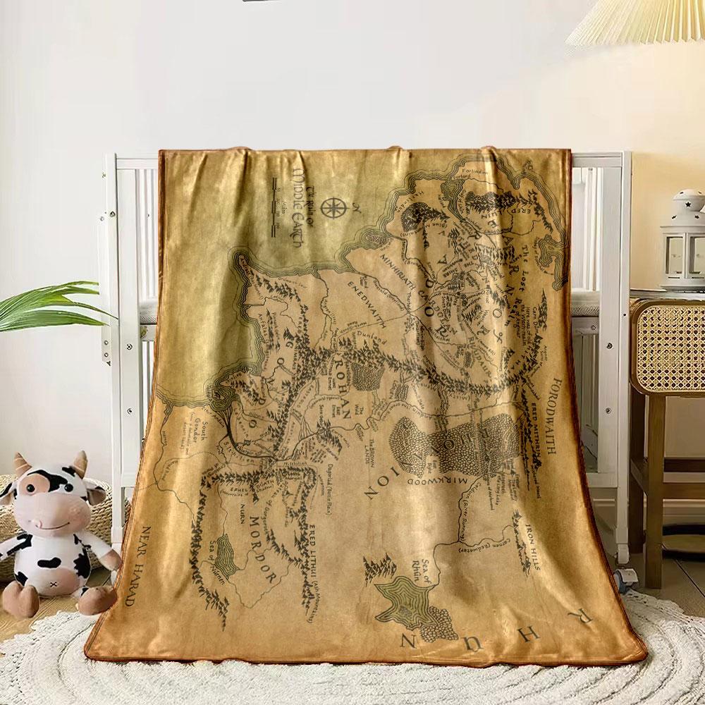 Vintage Middle-earth Map Themed Blanket bedroom Blanket for Livingroom Couch lunch break Soft throw for Friend's festival Gift
