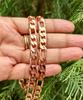 Bracelet et Collier en Chaîne de Cuivre Pur, Bijoux de Guérison, Bijoux en Cuivre, Longueur Personnalisable de 6 pouces à 30 pouces, Cuivre Antique, Chaîne Figaro