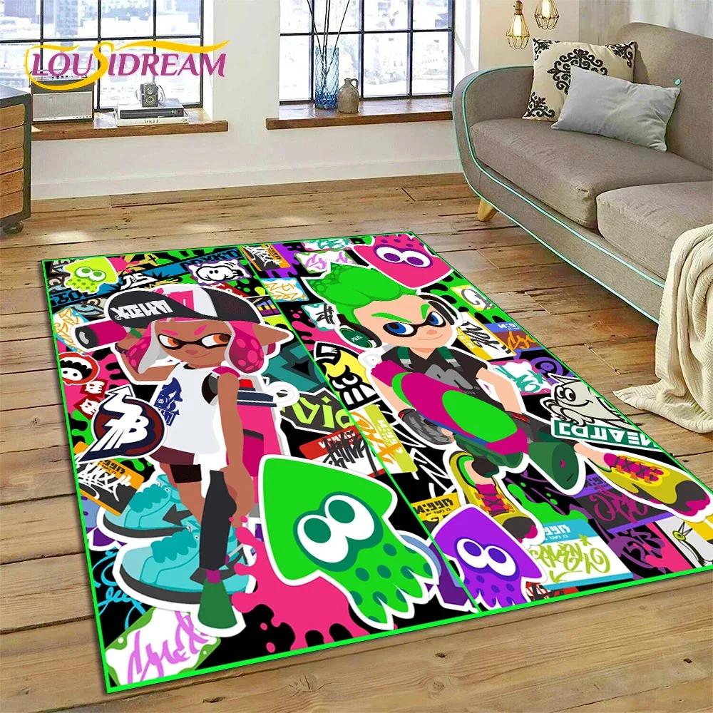 Splatoon3 PC Gamer Kreskówka Gra Dywanik do Sypialni Salonu Domu Dekoracja Sofy,Gra dla Dzieci Duży Dekor Mata Podłogowa Prezent
