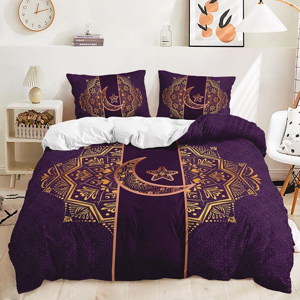 Quilt Cover Star Moon Pillowcase Bedroom Bedding Digital Printing Three-Piece Set