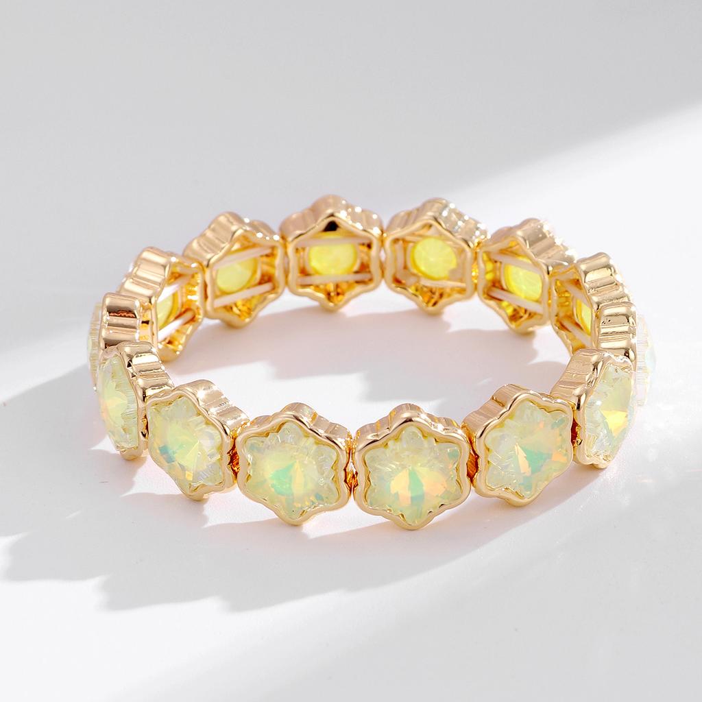 Trendy New Arrival Alloy Stretchable Colorful Glass Bracelet Elastic Cuff Geometric Bracelet Jewelry Gift for Women