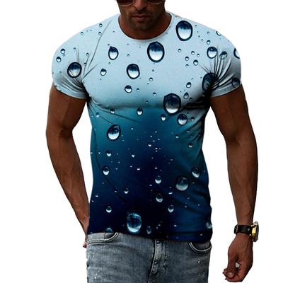 Крапля дощу. Чоловіча футболка з 3D-принтом. Модна повсякденна індивідуальність. Природний пейзаж. Топ з великим вирізом і короткими рукавами.