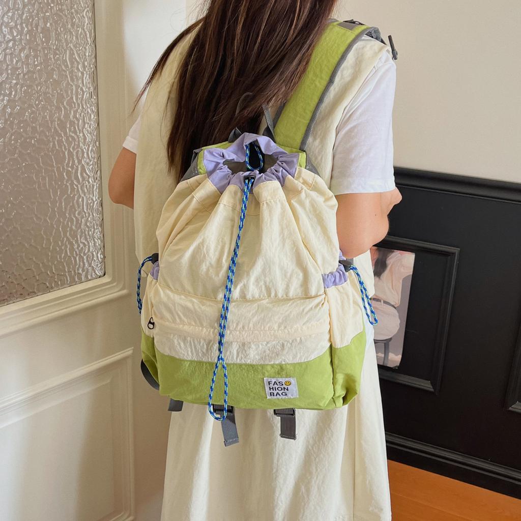 Schoolbag Spring and Autumn New Lightweight Backpack Bundle Drawstring School Bag Outdoor Sports Mountaineering Large Capacity Travel Lightweight