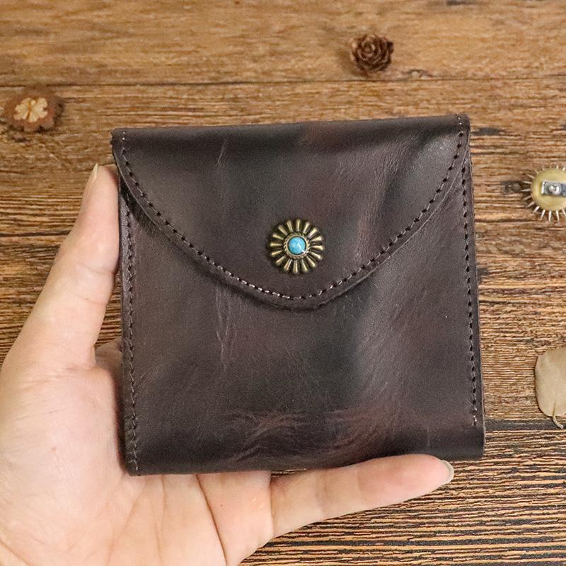 Vegetable Tanned Cowhide Wallet, Two Fold Simple Driving License, Washed Cowhide Wallet, Coin Purse for Women
