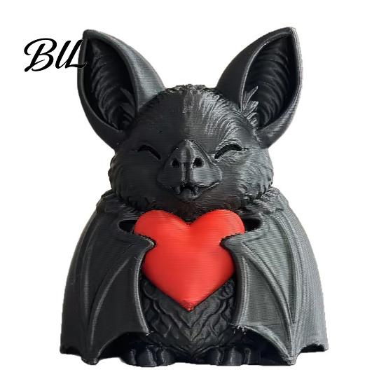 Dark Style Ornament Cute Red Heart Bat 3D Printed Halloween Decoration Novelty Tabletop Sculpture for Spooky Love Design Party Haunted House
