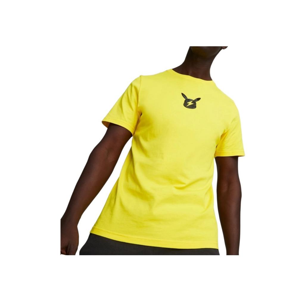 Puma Pokemon Kooperationsserie Sprite-Musterdruck Rundhals Kurzarm T-Shirt Herren Oberteile Gelb 537774-98