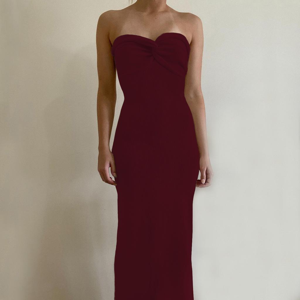 Sexy Damen-Frühlings- und Sommer-Strickkleid mit überkreuzter Schulter, modisches, sexy Wollwebkleid, ärmellos, unregelmäßig, um die Brust gewickelt, langes Kleid