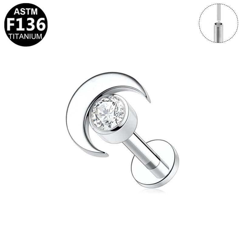 Elegant G23 Titanium Zircon Cartilage & Lip Piercing Stud
