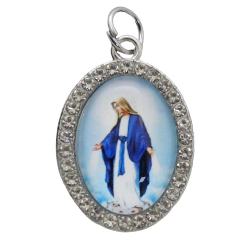 10 Piezas Colgante Encanto Forma Ovalada Religiosa Figura Metal Pedrería Colgante para Collares Llaveros Fabricación de Joyería DIY