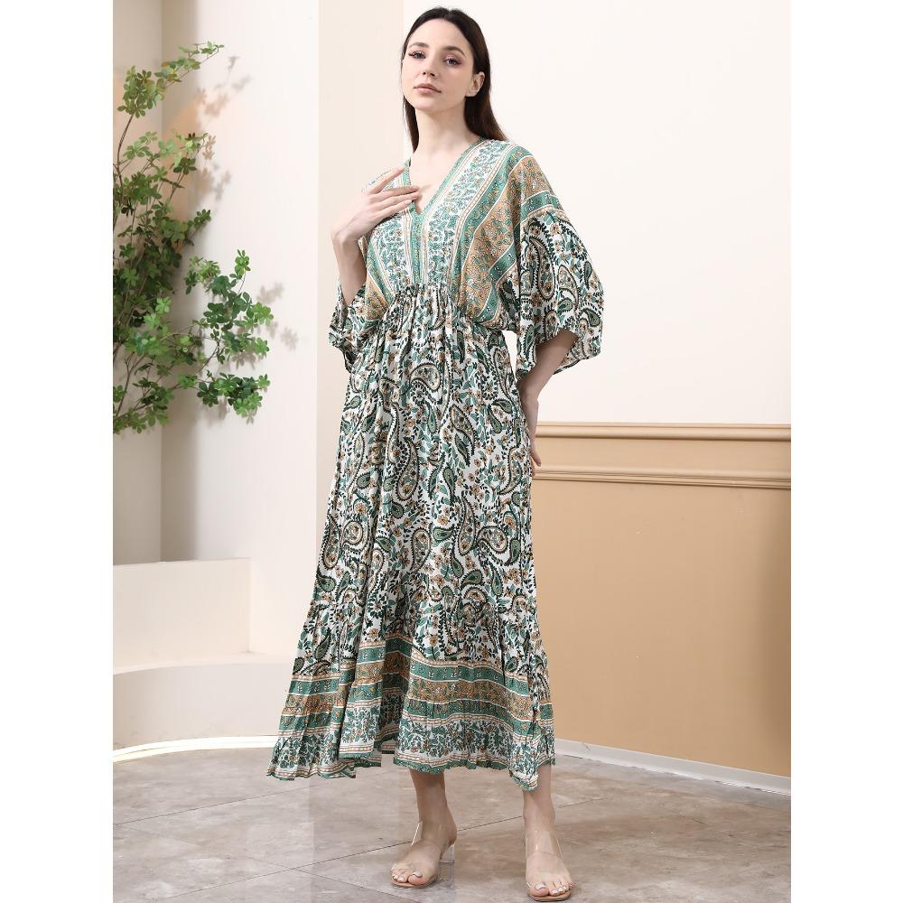 Printed Dress Loose A Pendulum Dress Beach Blouse Holiday Dress