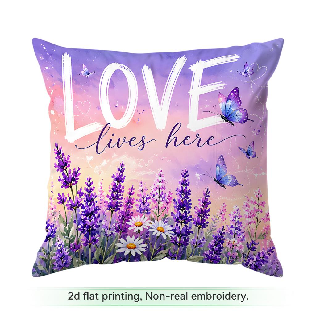 Lavender Flower Language Series Cushions Pillowcase Polyester Cushion Cover Throw Pillow Pillowcover Home Car Sofa Decor