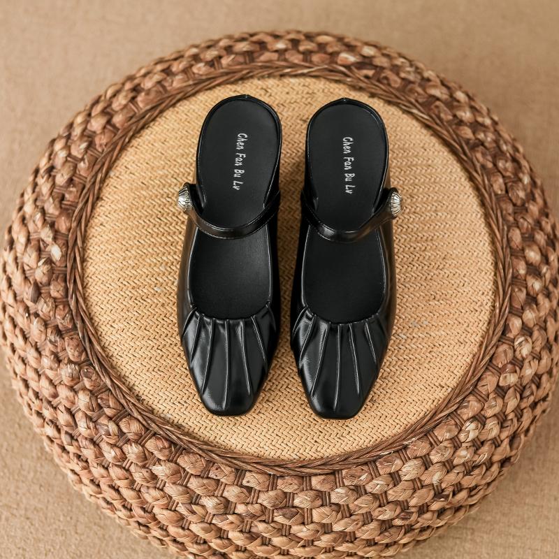 

Inner height increase 7cm silver bag head half drag sandals women s 2025 new summer fashion thick heel one pedal single shoes 35 чёрный