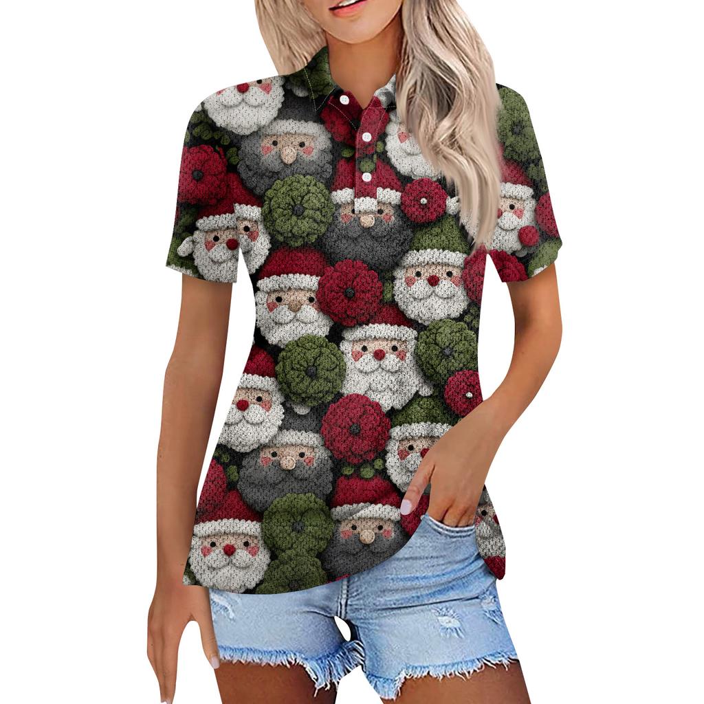 Dámská móda Neformální košile s potiskem s klopou a krátkým rukávem Dámské topy se zapínáním na knoflíky