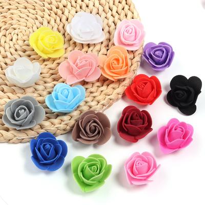50pcs PE Foam Rose Head 3.5-4.5cm Artificial Flower For DIY Wedding Birthday Party Rose Bear Valentine's Day Gifts Garland Decor