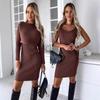 European & American Women's Ribbed Long-Sleeve Top + Slip Dress Set, Autumn 2025 Collection