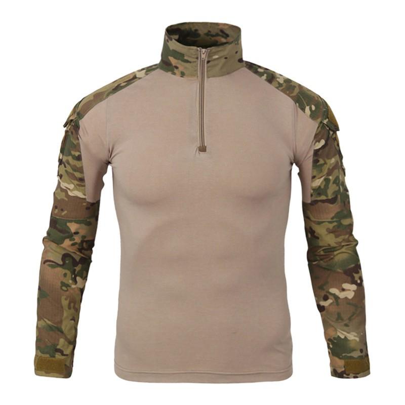 Mens Long Sleeve Tactical Shirt G2 Camo Outdoor Hiking Training Breathable Wear-resistant