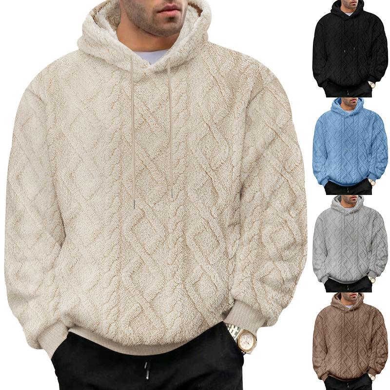 Otoño e Invierno Ocio Hombre High Street Jacquard Terciopelo de Doble Cara con Capucha Deportivo Tendencia Jersey Pulóver Chaqueta