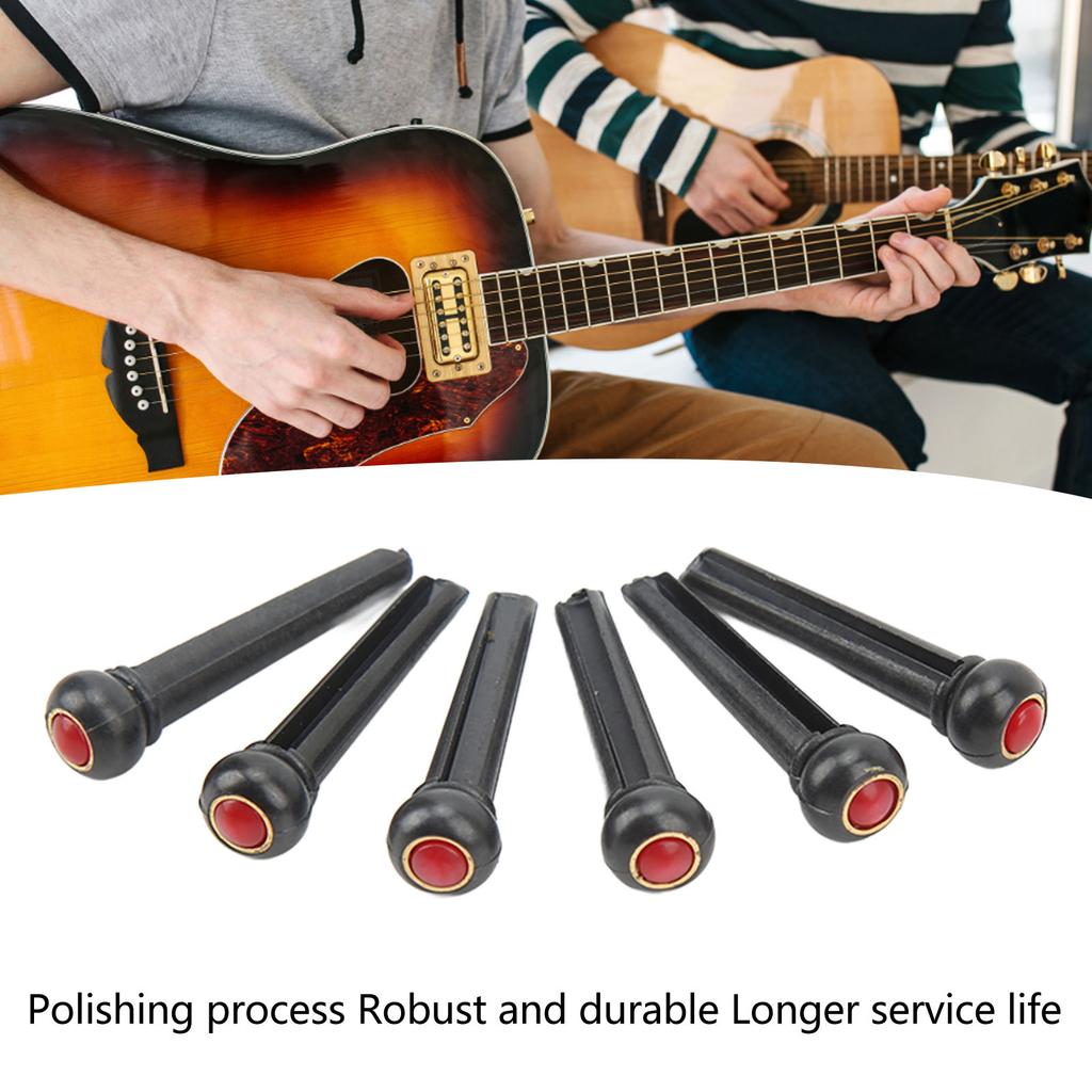 6Pcs Black Guitar Bridge Pin Kit Decorative Robust Clarity Increasing Guitar Bridge Pin Replacement