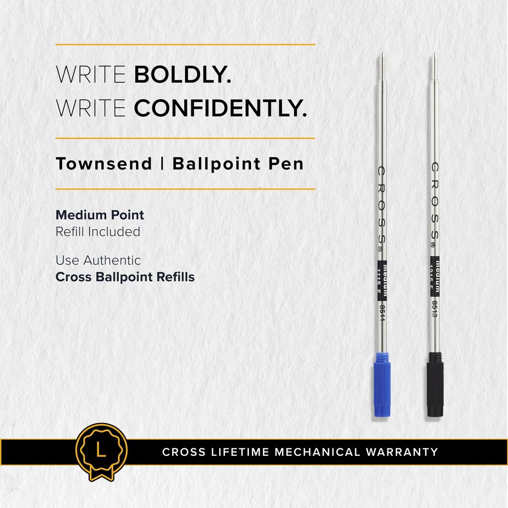 Cross Townsend 572TW Ballpoint Black Lacquer Pen, Oil-Based,