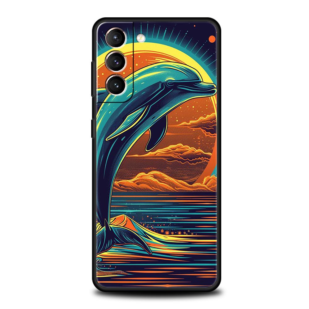 Ocean Animal Cute Dolphin Sea Turtle Phone Case Cover for Samsung Galaxy S25 S24 S23 S22 S20 S21 FE Ultra S10 S10E Plus Soft TPU