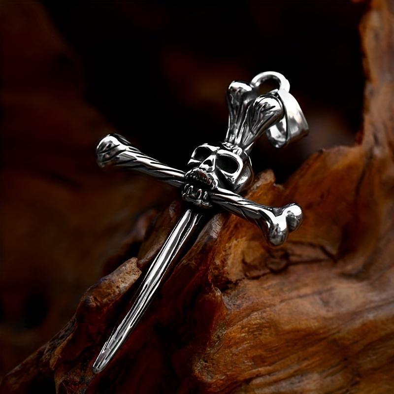 Vintage Fashion Skull Cross Punk Pánský přívěsek náhrdelník Hip Hop Biker Steampunk Jewelry