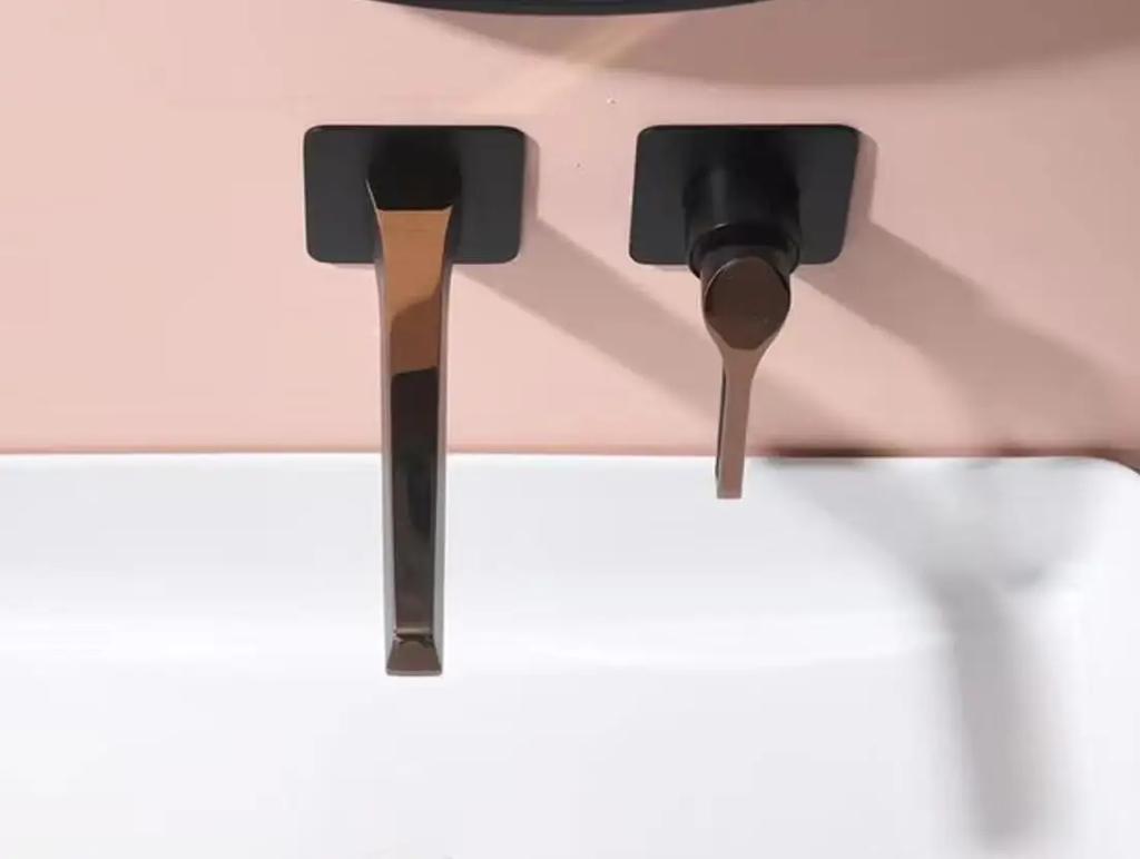 black rose gold Wall Mounted Basin Faucet Brass Foldable and Bathroom Taps Single Handle Dual Holes Mixer Tap Faucet Cold Hot