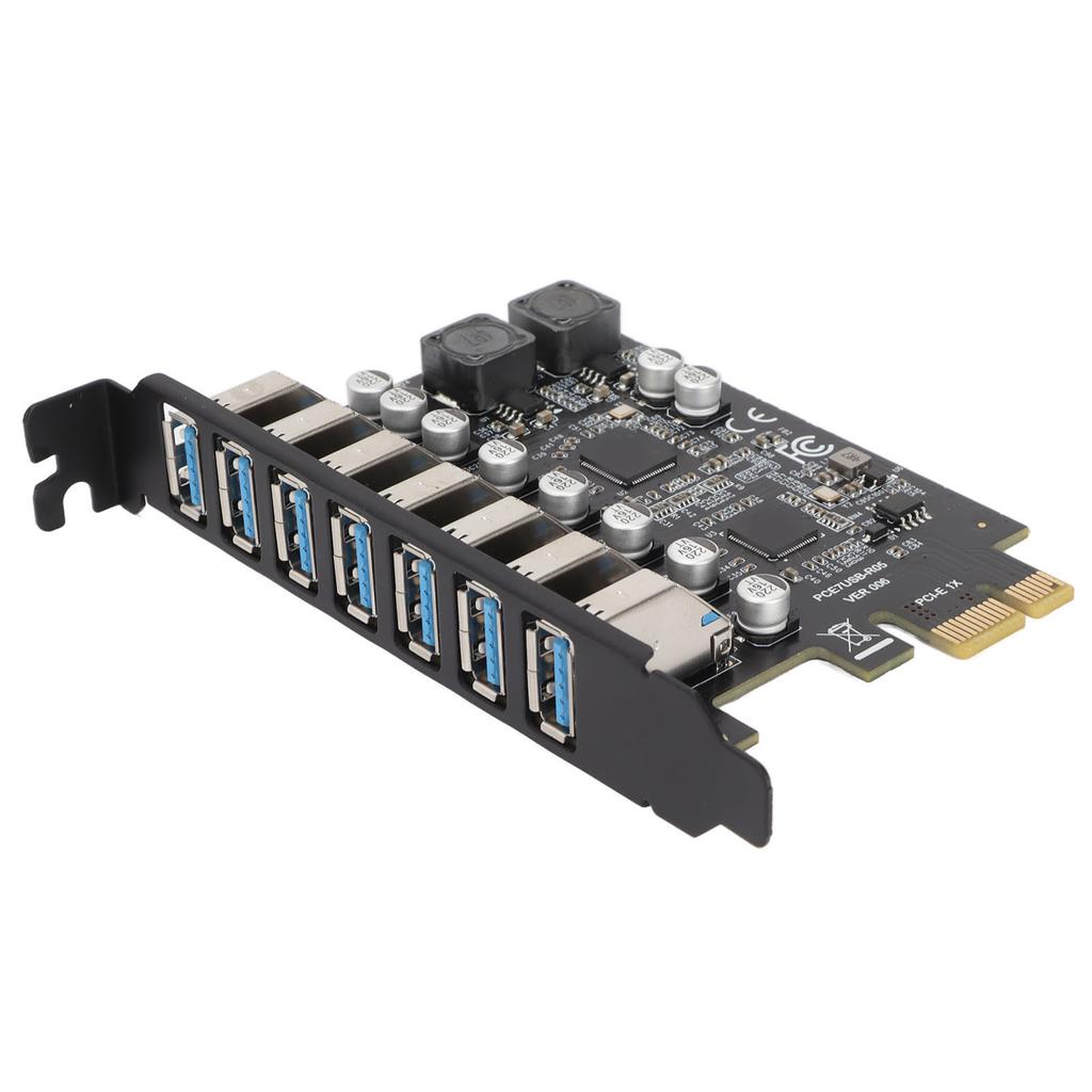 7 Port PCIE Expansion Card 7 Ports USB 3.2 GEN1 5Gbps High Speed Transmission Stable Power USB 3.2 GEN1 Front Expansion